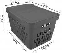 Ящик с крышкой DeLUXE 38x27.6x22 см 18 л полипропилен цвет серый