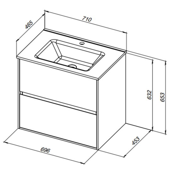 Тумба под раковину Lavelly Cube 71 см подвесная белый глянец (00316624)