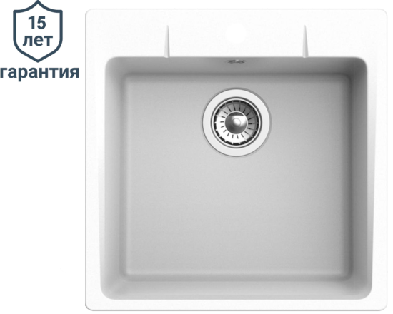 Мойка для кухни врезная Delinia LM1 51x51 см глубина чаши 20 см кварц цвет белый