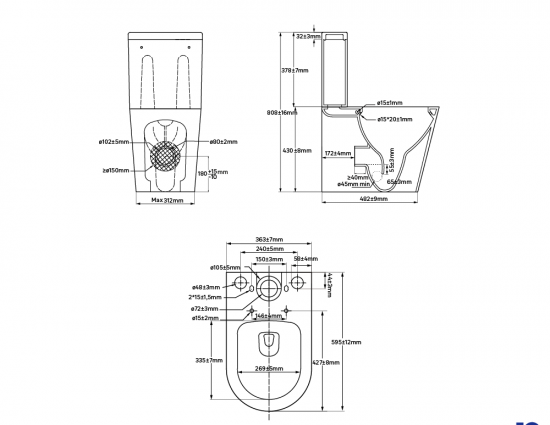 Унитаз-компакт Sensea Neo универсальный выпуск двойной слив