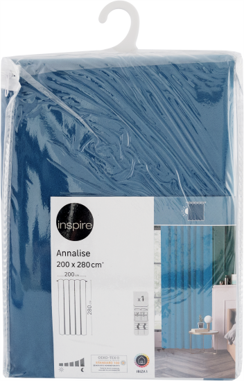Штора на ленте со скрытыми петлями блэкаут Inspire Annalise 200x280 см цвет бирюзовый Ibiza 1