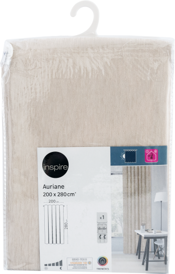 Штора на ленте со скрытыми петлями термоблэкаут Inspire Auriane 200x280 см цвет светло-бежевый Trench 5