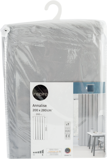 Штора на ленте со скрытыми петлями блэкаут Inspire Annalise 200x280 см цвет серый Granit 3