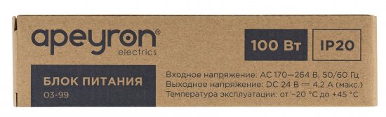 Блок питания для светодиодов Apeyron 24 В 100 Вт