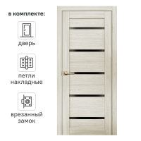 Дверь межкомнатная глухая Artens Дукато горизонтальная 80x200 см Hardflex цвет бора с замком и петлями