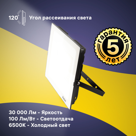 Прожектор светодиодный уличный Ritter Profi 53413 0 300 Вт 30000 Лм 180-240В холодный белый свет 6500К IP65 черный