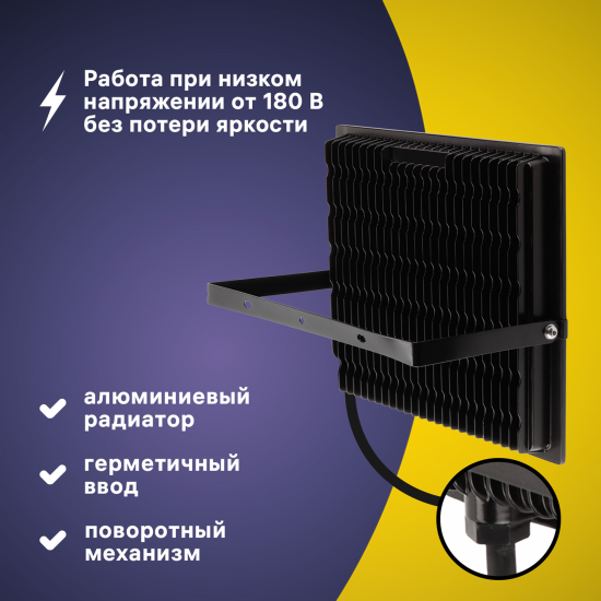 Прожектор светодиодный уличный Ritter Profi 53413 0 300 Вт 30000 Лм 180-240В холодный белый свет 6500К IP65 черный