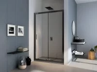 Душевая дверь в нишу Makiato WTW-120-C-B, 185x120 см черный профиль прозрачное стекло раздвижная