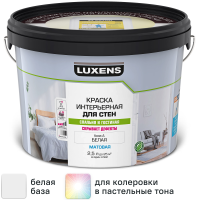 Краска для стен Luxens матовая цвет белый база А 2.5 л