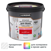 Краска для обоев Luxens моющаяся матовая прозрачная база С 5 л