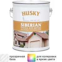Краска для дерева Husky Siberian моющаяся полуматовая прозрачная база С 2.7 л
