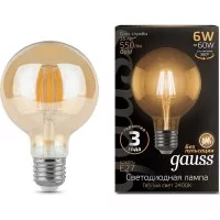 Лампа Gauss LED Filament G95 E27 6W Golden 2400K