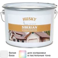 Краска по дереву Husky Siberian полуматовая цвет белый база А 9 л
