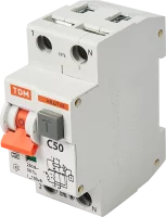 Дифференциальный автомат Tdm Electric АВДТ-63 1P N C50 A 100 мА 6 кА A SQ0202-0014