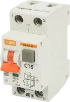 Дифференциальный автомат TDM Electric АВДТ63 1Р N C16 A 30 мА 6 кА А SQ0202-0002