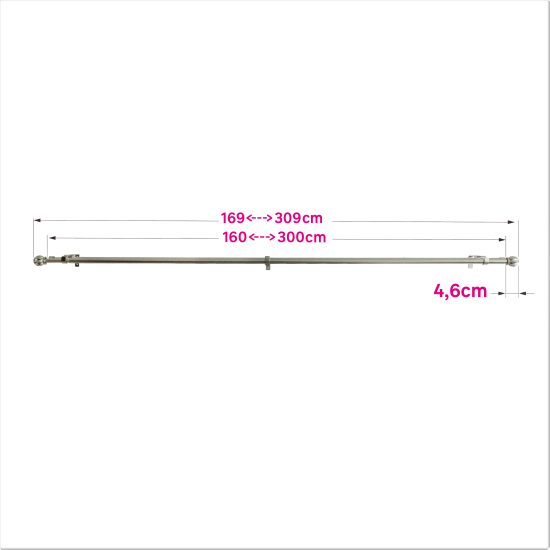 Карниз двухрядный раздвижной Ikary 160-300 см металл цвет никель