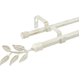Карниз двухрядный раздвижной Folia 160-300 см металл цвет белый