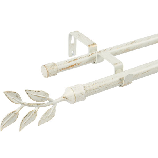 Карниз двухрядный раздвижной Folia 160-300 см металл цвет белый
