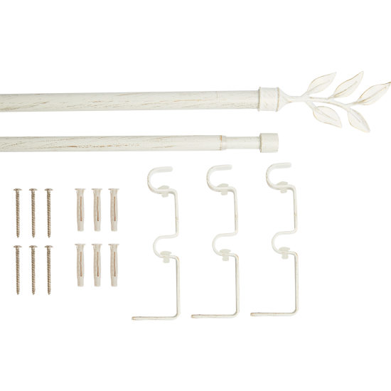 Карниз двухрядный раздвижной Folia 160-300 см металл цвет белый