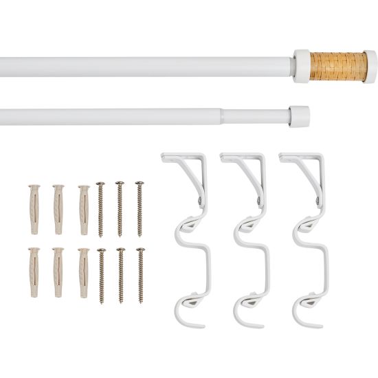 Карниз двухрядный раздвижной Natus 160-300 см металл цвет белый