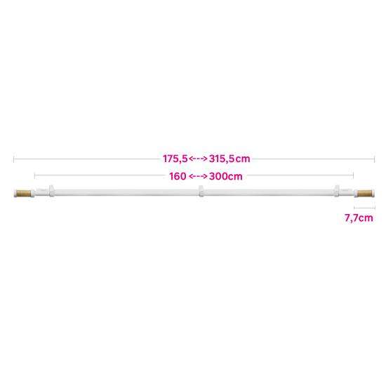 Карниз двухрядный раздвижной Natus 160-300 см металл цвет белый