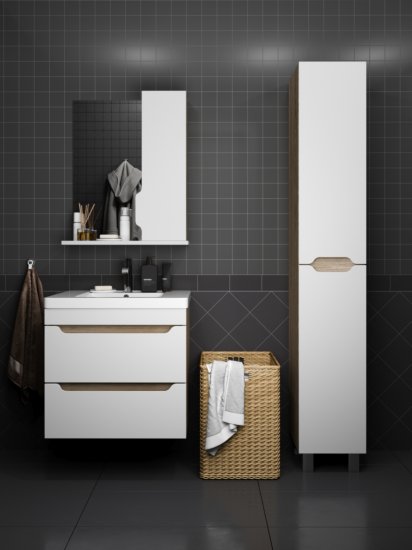 Пенал для ванной Рондо напольный 180x30 см цвет белый