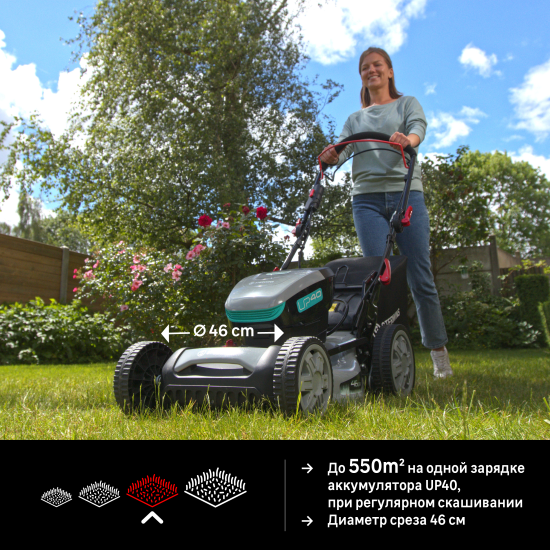 Газонокосилка аккумуляторная бесщеточная самоходная Sterwins UP 40 В 46 см 1x5 Ач АКБ и ЗУ входит в комплект