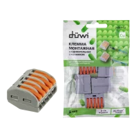 Клеммы соединительные монтажные с рычажком Duwi СМК 222-415 5-проводные 4мм² серые 5шт 26611 2