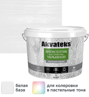 Антисептик для древесины укрывной Akvateks база A полуматовый белый 9 л