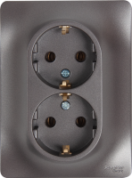 Розетка двойная встраиваемая Schneider Electric Glossa с заземлением цвет графитовый