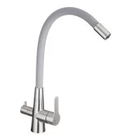 Смеситель для кухни Corsa Deco Pure сталь/серый с гибким изливом с подключением к фильтру (966378)