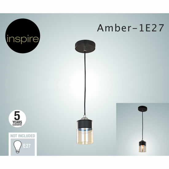 Светильник подвесной Inspire Amber 1 лампа 3 м² цвет черный