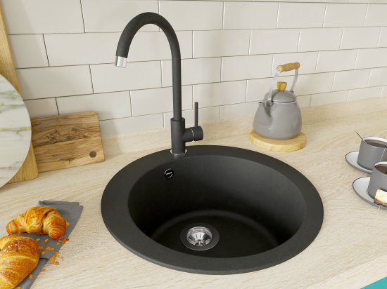 Мойка для кухни врезная Granfest Quarz GF-Z-08 47.9x47.9 см глубина чаши 18 см кварц цвет чёрный