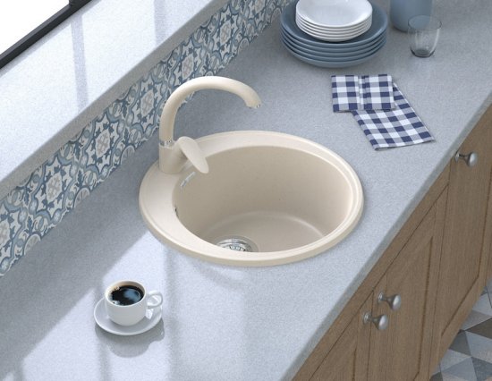 Мойка для кухни врезная Granfest Quarz GF-08 47.9x47.9 см глубина чаши 18 см кварц цвет белый