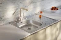 Мойка для кухни накладная левая с крылом S-220 60x80 см глубина чаши 14 см нержавеющая сталь