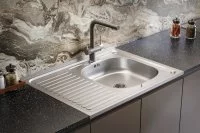 Мойка для кухни накладная правая с крылом S-220 60x80 см глубина чаши 14 см нержавеющая сталь