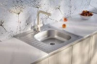 Мойка для кухни накладная с крылом S-209 60x60 см глубина чаши 14 см нержавеющая сталь цвет серебристый