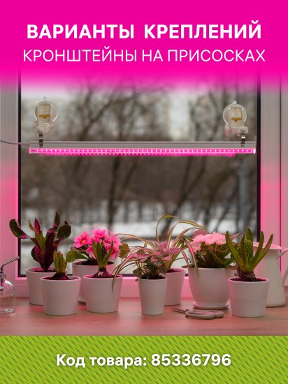 Фитосветильник линейный светодиодный Ritter Planta 56296 2 10Вт 572мм провод 2м с выключателем на корпусе цвет белый