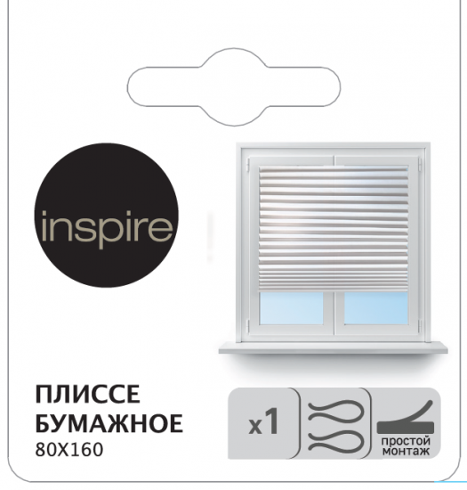 Штора плиссе Inspire 80x160 см бумага белая