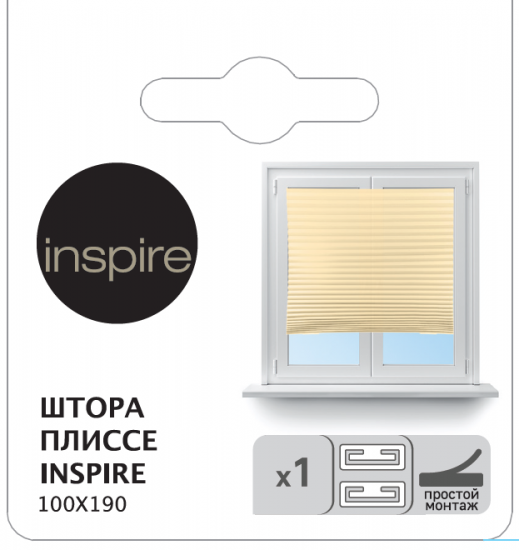 Штора плиссе Inspire 100x190 см полиэстер кремовая