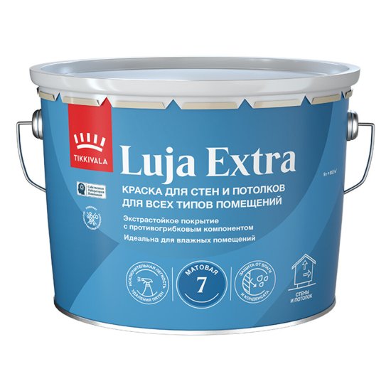 Краска моющаяся Tikkurila/Tikkivala Luja Extra матовая база А белая 9 л