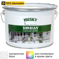 Краска для дерева Husky Siberian моющаяся полуматовая прозрачная 9 л