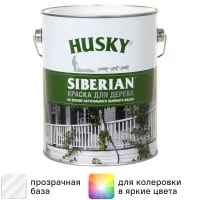 Краска для дерева Husky Siberian моющаяся полуматовая прозрачная 2.7 л