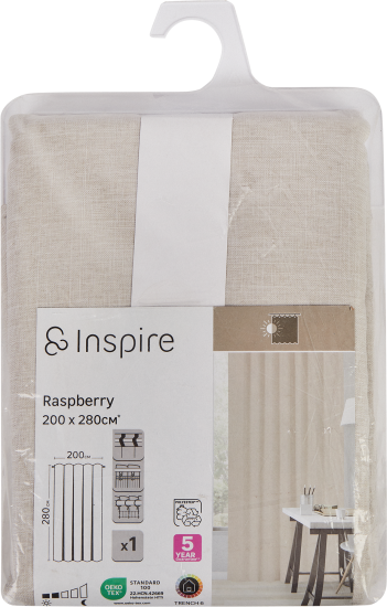 Штора на ленте Inspire Raspberry 200x280 см цвет айвори Trench 6