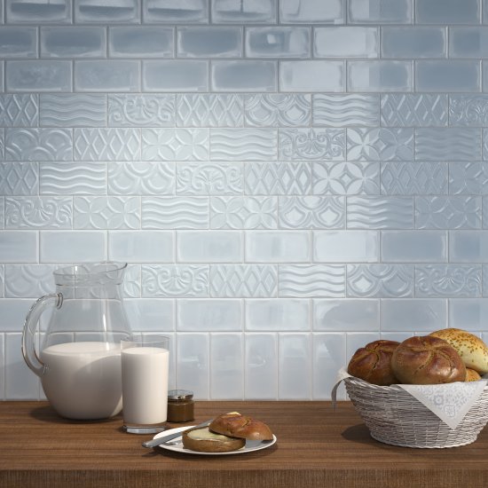 Плитка настенная Kerama Marazzi Авеллино 7.4x15 см 0.98 м² глянцевая цвет голубой