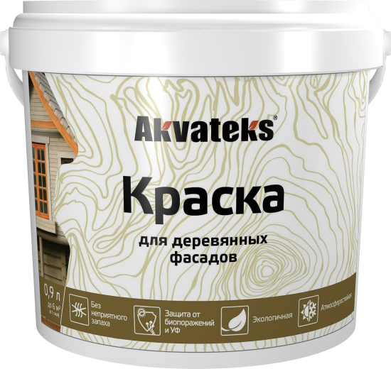 Краска для деревянных фасадов Akvateks матовая цвет белый база А 0.9 л