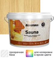 Лак для стен, потолков и полов в банях акрилатный Akvateks Sauna цвет прозрачный полуматовый 9 л