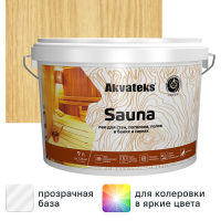 Лак для стен, потолков и полов в банях акрилатный Akvateks Sauna цвет прозрачный полуматовый 9 л