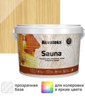 Лак для стен и потолков, полов в банях акрилатный Akvateks Sauna цвет прозрачный полуматовый 2.5 л
