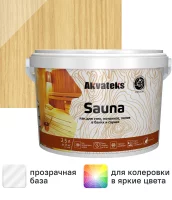 Лак для стен и потолков, полов в банях акрилатный Akvateks Sauna цвет прозрачный полуматовый 2.5 л